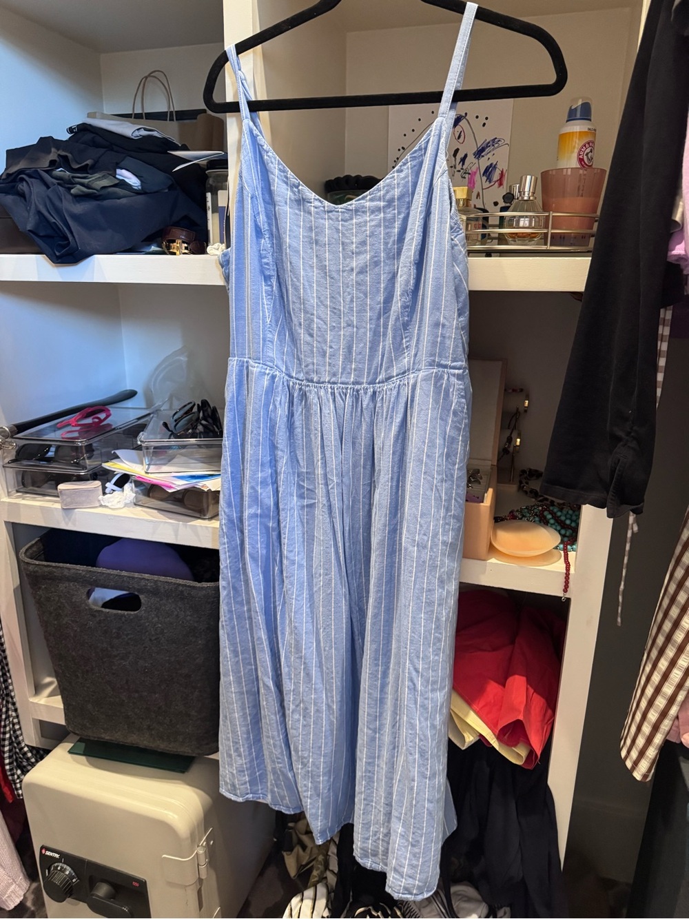 Old Navy Light Blue Stripe Summer Midi Dress